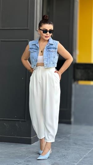 Kısa Denim Yelek 