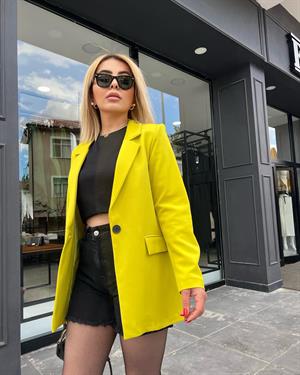 Kivi Atlas Kumaş Tek Düğme Blazer
