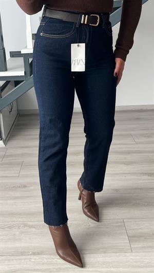 Koyu Lacivert Likralı Boy Fit Jean