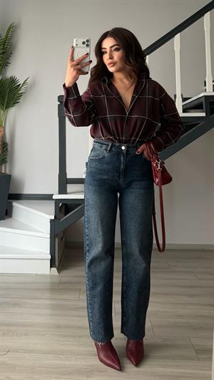 Dark Blue Cropped Straight Jeans