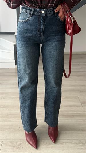 Dark Blue Cropped Straight Jeans