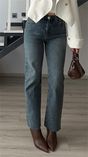 Koyu Mavi Likralı Boy Fit Jean