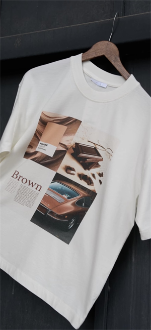 Krem Brown Baskılı Tshirt