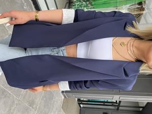 Lacivert Astarı Çizgili Blazer Ceket 