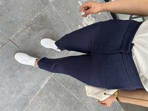 Lacivert Beli Lastikli Cigarette Pantolon