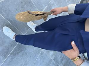 Lacivert Beli Lastikli Pens Detaylı Pantolon 