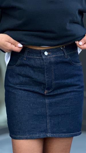 Lacivert Denim Mini Etek 