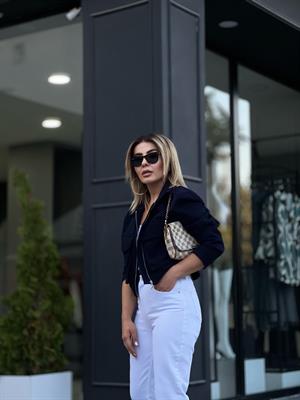 Lacivert Kapak Cepli Kaşe Ceket