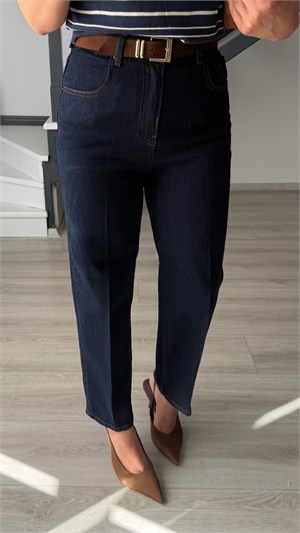 Navy Blue Belted Skater Jeans