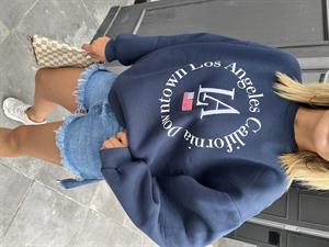 Lacivert LA Baskılı Sweatshirt