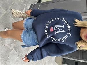 Lacivert LA Baskılı Sweatshirt