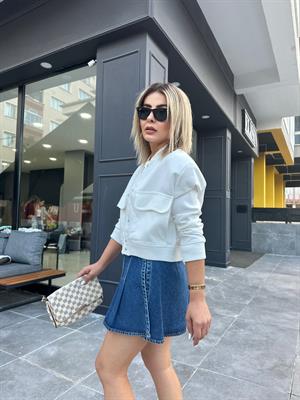 Lacivert Pileli Şort Etek 