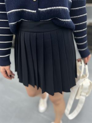 Navy Premium Pleated Mini Skirt