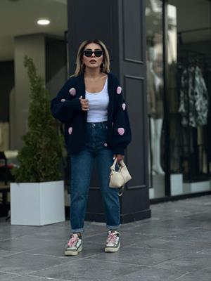 Lacivert Yüksek Bel Mom Jean 
