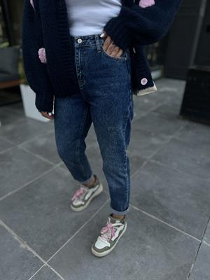 Lacivert Yüksek Bel Mom Jean 