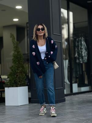 Lacivert Yüksek Bel Mom Jean 