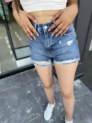 Laser Printed Mini Denim Shorts