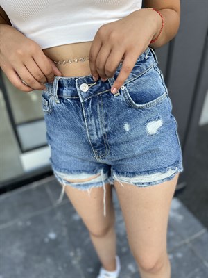 Laser Printed Mini Denim Shorts