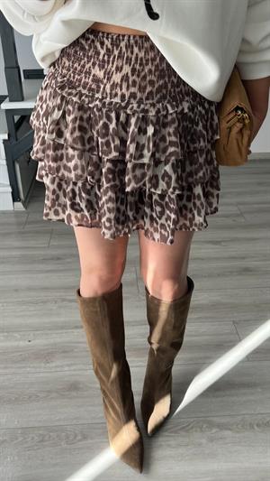 Leopar Desen Bel Gipeli Mini Etek