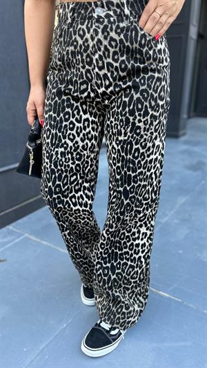 Leopar Desen Gabardin Pantolon 