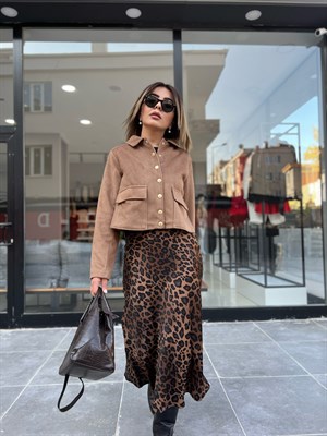 Leopard Print Satin Skirt