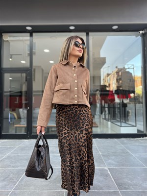 Leopard Print Satin Skirt