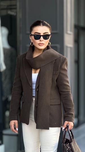 Marka Model Acı Kahve Şal Detaylı Blazer Ceket 