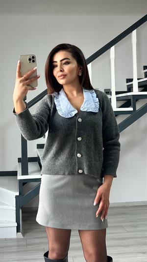 كارديجان للأطفال من ماركة موديل أنثراسيت بياقة صغيرة