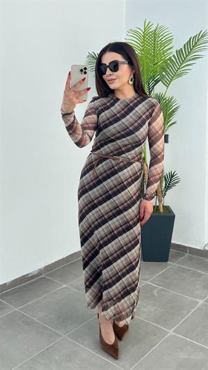 Marka Model Ekose Tül Elbise 