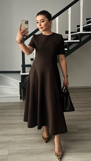 Brand Model Coffee Premium Ruffled Midi Dress