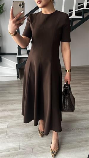 Brand Model Coffee Premium Ruffled Midi Dress