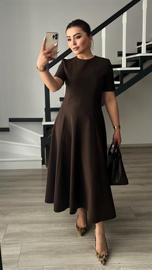 Brand Model Coffee Premium Ruffled Midi Dress