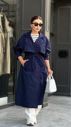 Marka Model Lacivert Oversize Trençkot