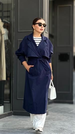 Marka Model Lacivert Oversize Trençkot