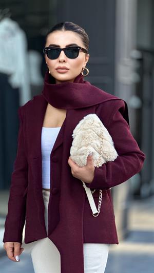 Marka Model Mürdüm Şal Detaylı Blazer Ceket