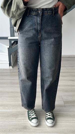 Mavi Eskitme Yıkamalı Skater Jean
