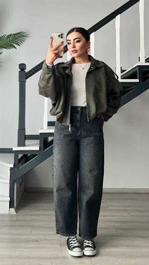 Mavi Eskitme Yıkamalı Skater Jean