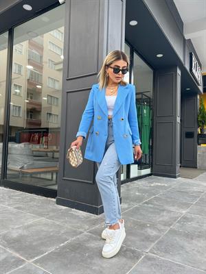 Mavi Gold Düğme Blazer Ceket