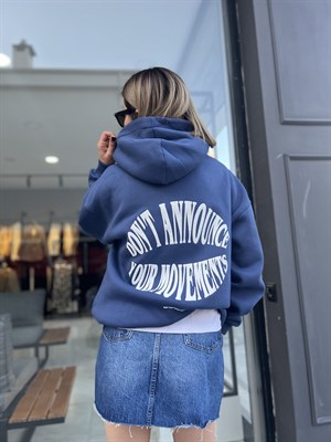 Mavi Kapüşonlu Unisex Oversize Sweat