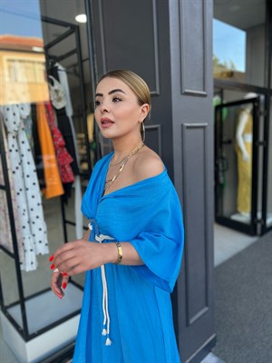 Blue Belted Dress