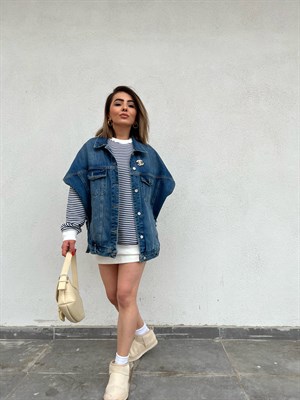 Mavi Oversize Denim Yelek