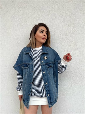 Mavi Oversize Denim Yelek