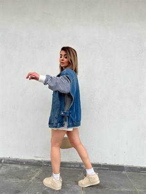 Mavi Oversize Denim Yelek