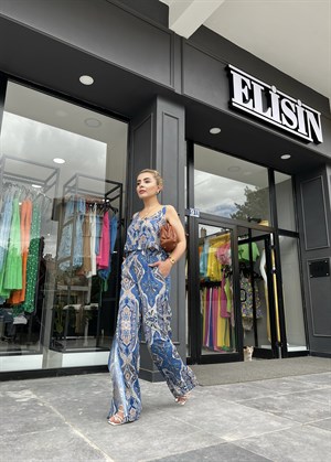 Mavi Şal Desen Takım 