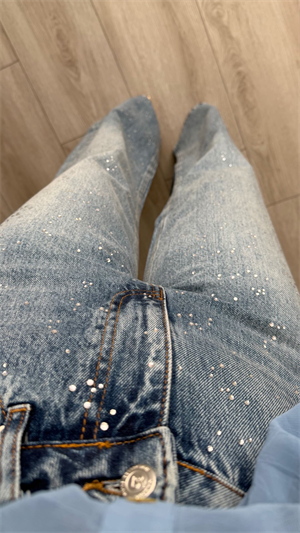 Mavi Taşlı Wide Leg Jean