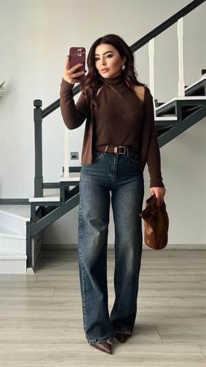 Mavi Yıkamalı Straight Jean