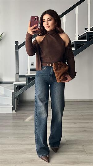 Mavi Yıkamalı Straight Jean