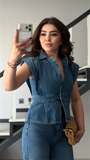 Mavi Yıkamalı Tek Düğme Denim Yelek