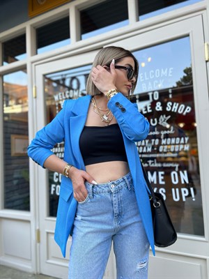 Mavi Yün Efekt Blazer Ceket