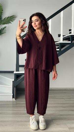 Mürdüm Tnsel Tek Düğme Bluz